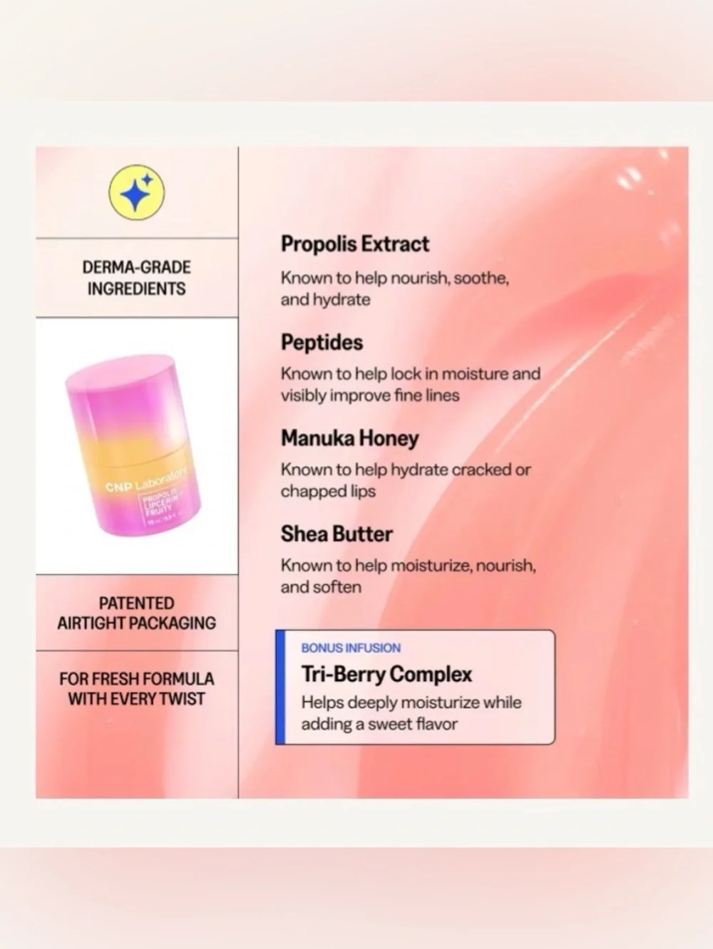 CNP LABORATORY Propolis Lipcerin Fruity Moisturizing Balm — Pink & Peach